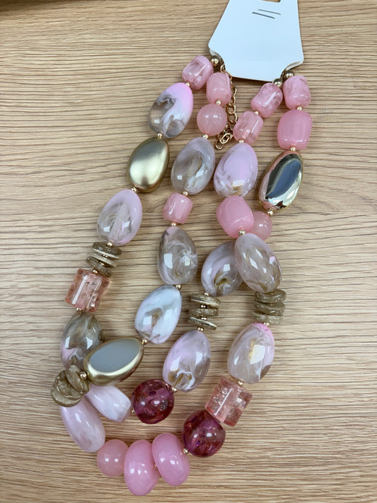 Blush & Gold Multi-Strand Statement Necklace