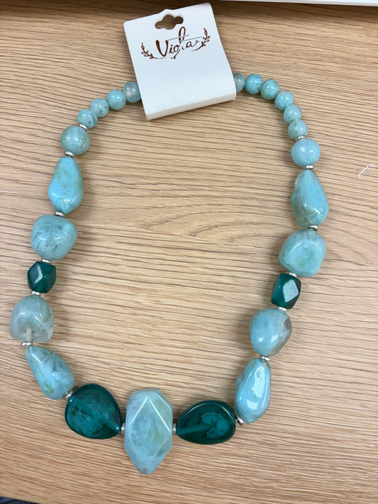 Aqua & Teal Chunky Statement Necklace