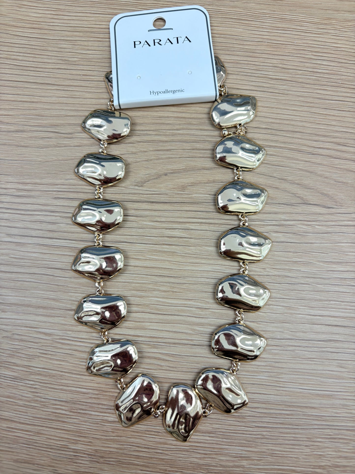 Parata Hammered Gold Pebble Statement Necklace