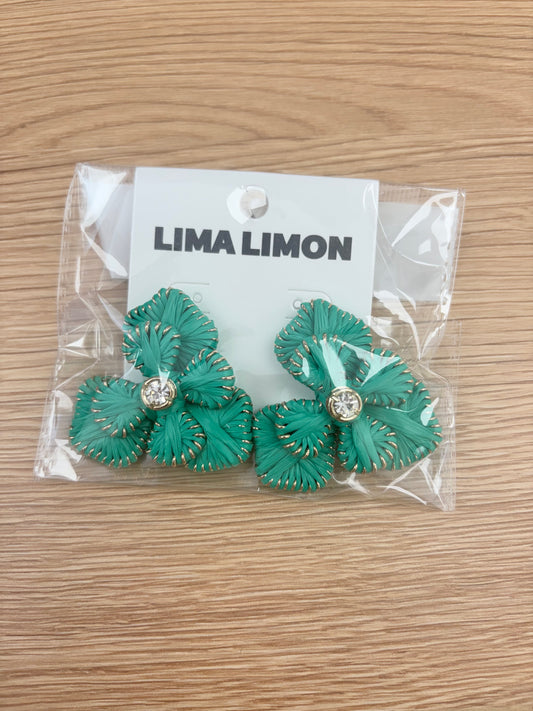 Woven Emerald Flower Statement Earrings
