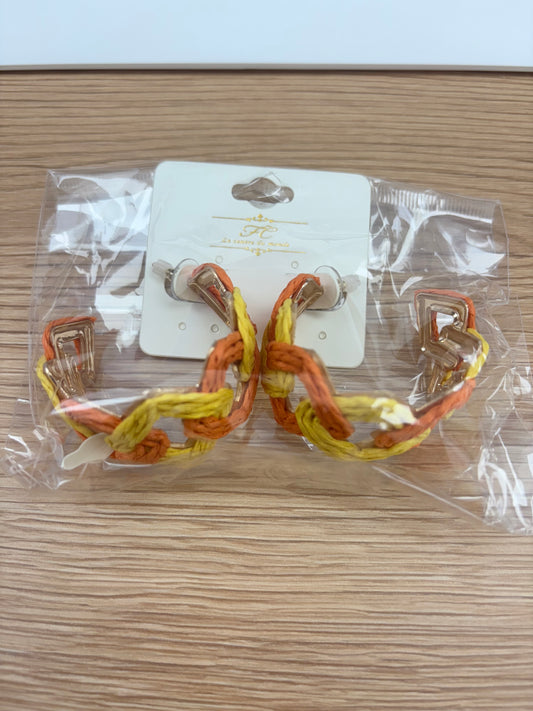 Woven Chain-Link Hoop Earrings in Citrus Twist