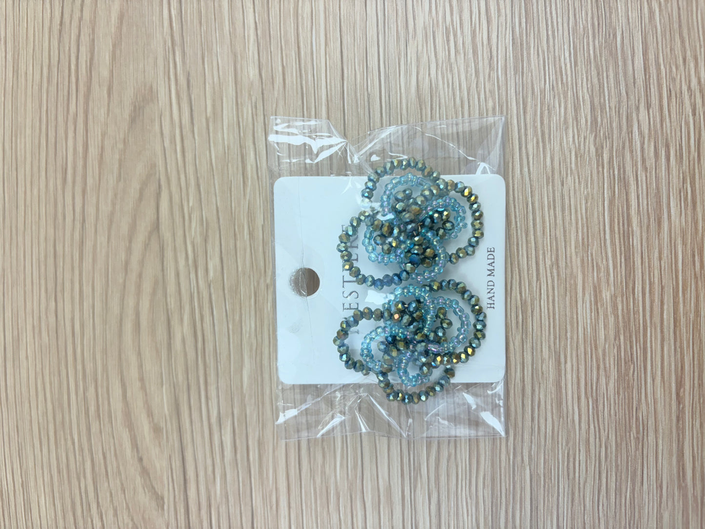 Iridescent Ocean Blue Beaded Earrings