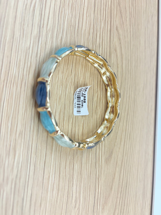 Ocean Blue Swirl Hinged Bangle