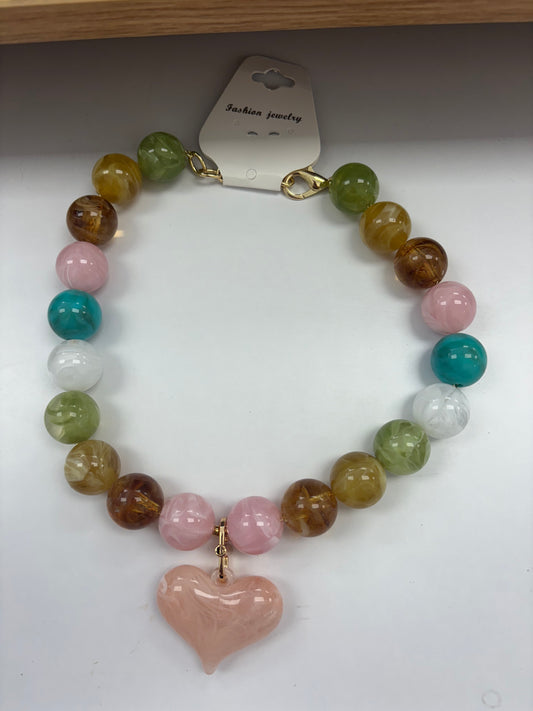 neutral round beaded necklace