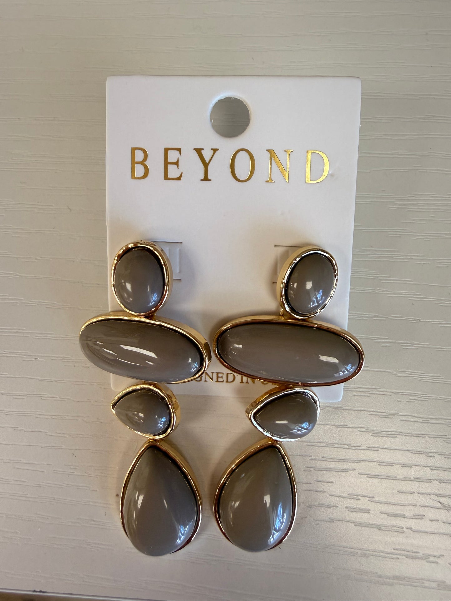 BEYOND Gray Stone Drop Earrings