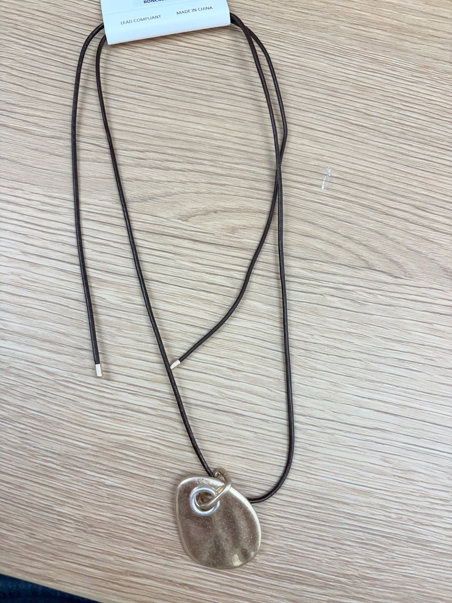 Minimalist Mixed-Metal Pebble Pendant Necklace