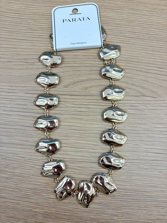 Parata Hammered Gold Pebble Statement Necklace