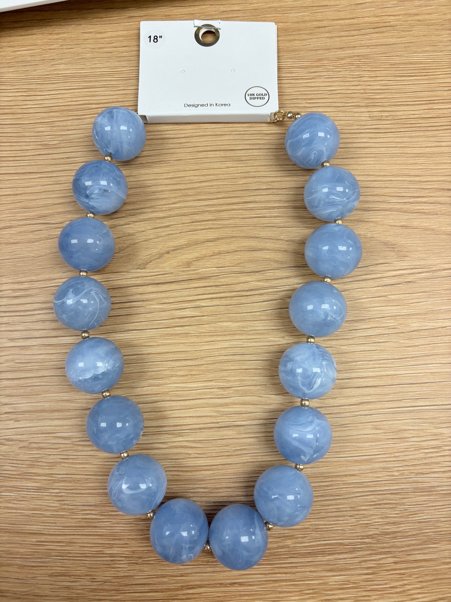 Periwinkle Marbled Chunky Globe Statement Necklace