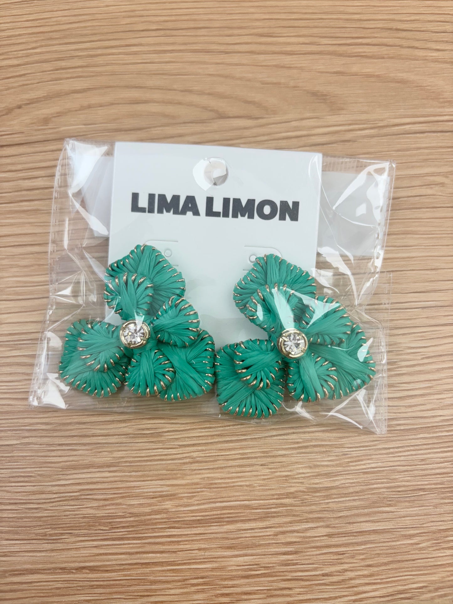 Woven Emerald Flower Statement Earrings