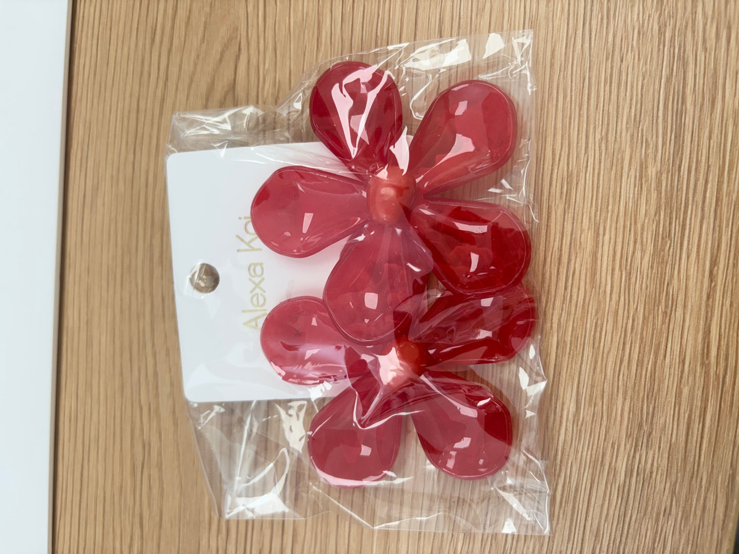 Retro Translucent Red Flower Earrings