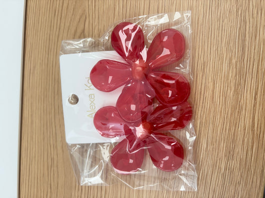 Retro Translucent Red Flower Earrings