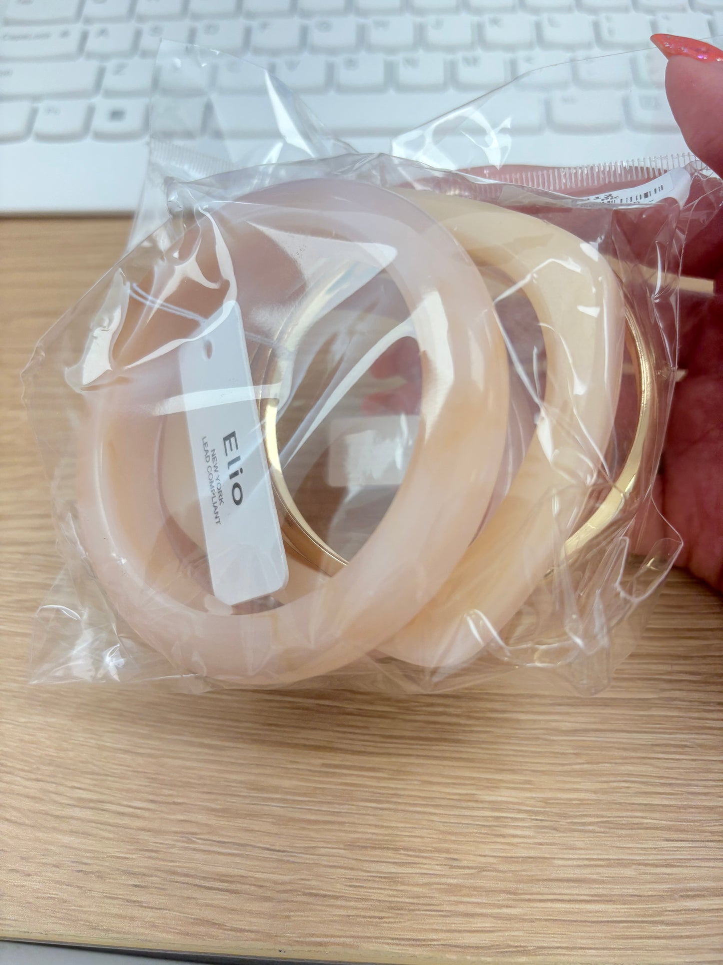 Cream & Blush Resin Bangle Stack