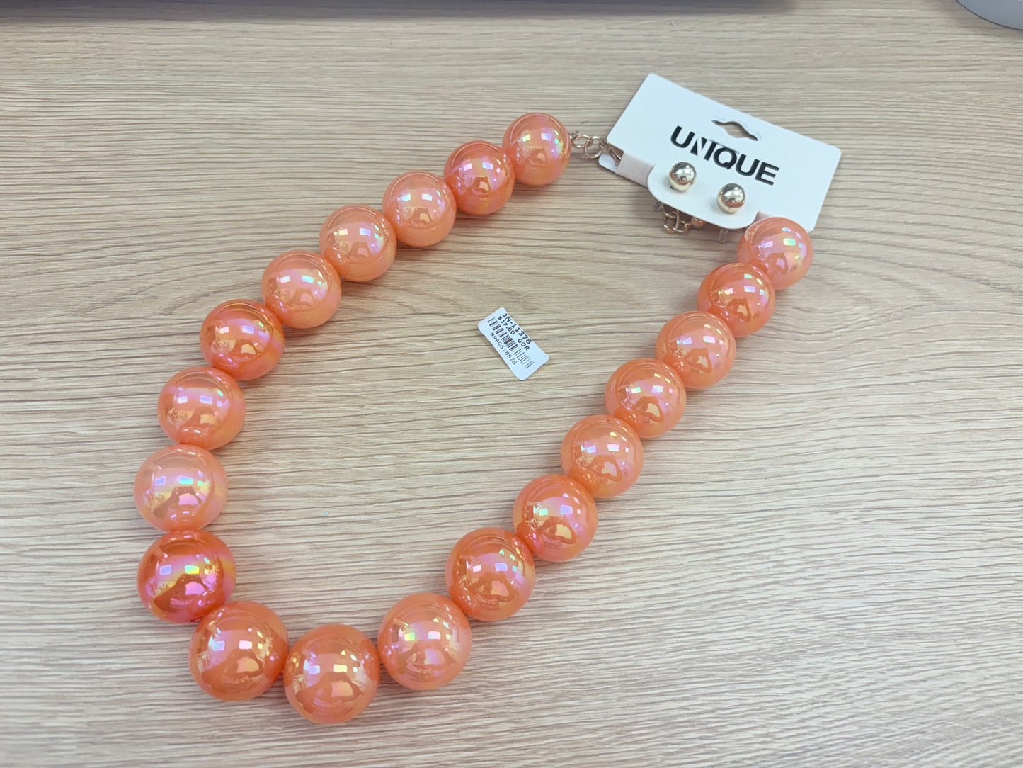 Iridescent Peach Bubble Bead Jewelry Set