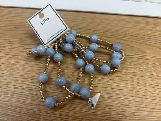 Soft Blue & Gold Ball Bead Layering Bracelet