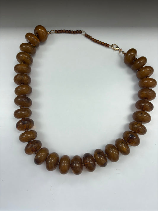 brown resin rondelle necklace